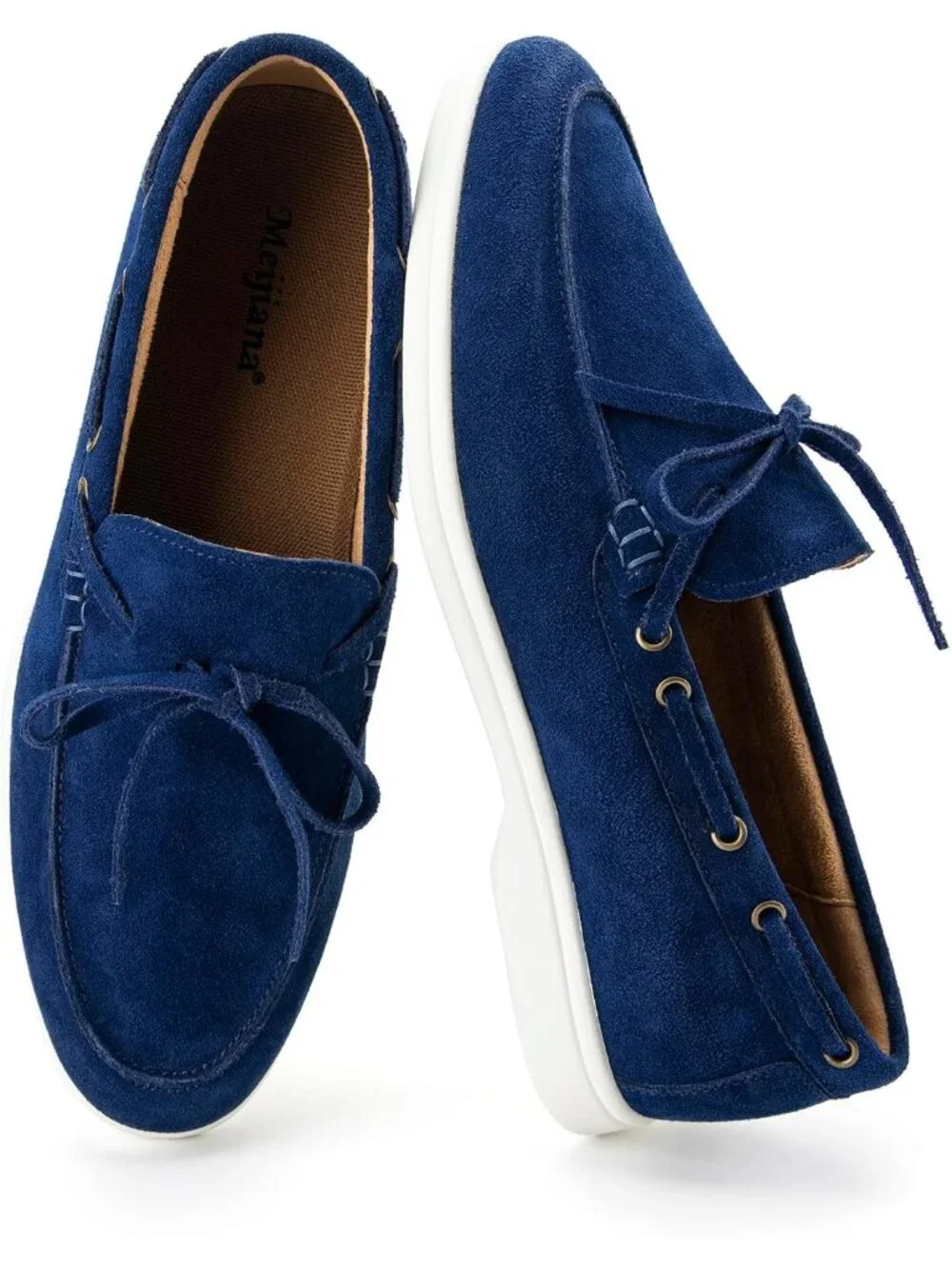 🆕Men Dark Blue Leather Loafers Slip-On Moccasins Suede Dress Shoes Lightweight